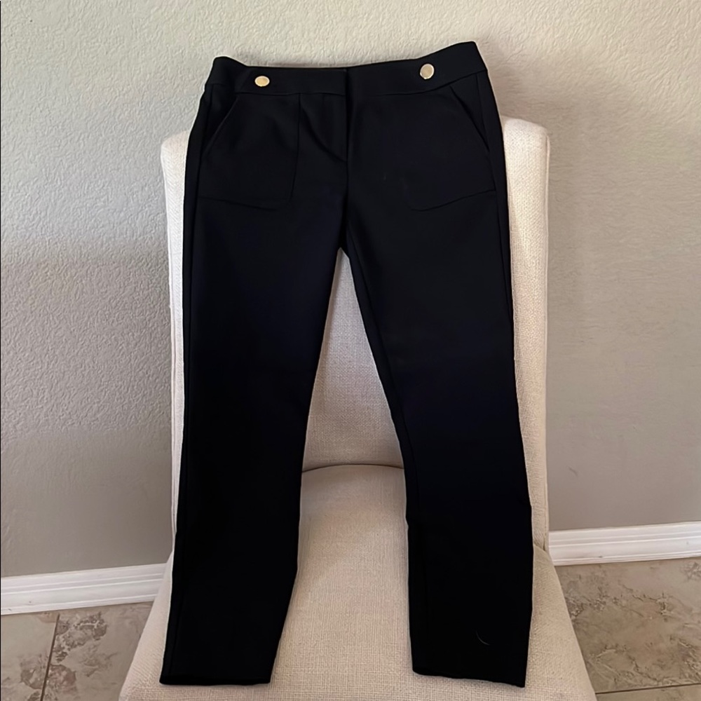 Stylish Black Pants with Gold Button Accents
